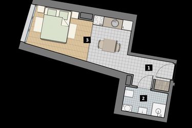 Rzut - Mieszkanie na sprzedaż 1 pokój o powierzchni 25 m² - numer 1.1A w City Łobzów
