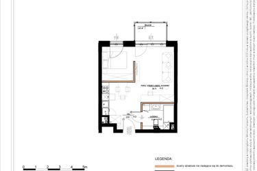 Rzut - Mieszkanie na sprzedaż 2 pokoje o powierzchni 38,78 m² - numer B.1.72 w Daszyńskiego Square etap 1