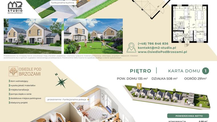 Rzut - Dom na sprzedaż 4 pokoje o powierzchni 135 m² - numer 1 w Osiedle Pod Brzozami etap II