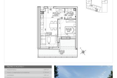 Rzut - Mieszkanie na sprzedaż 2 pokoje o powierzchni 36,52 m² - numer 21 w Wave etap II
