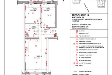Rzut - Mieszkanie na sprzedaż 3 pokoje o powierzchni 59,2 m² - numer 22_19 w Osiedle 4 Pory Roku - Etap VIII
