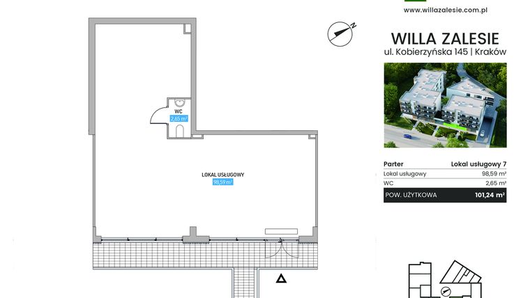 Rzut - Lokal użytkowy na sprzedaż 1 pokój o powierzchni 101,06 m² - numer L7 w Willa Zalesie