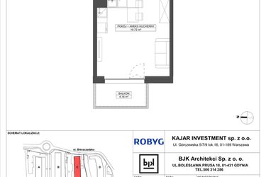 Rzut - Mieszkanie na sprzedaż 1 pokój o powierzchni 27,22 m² - numer C.3M18 w Foresteria