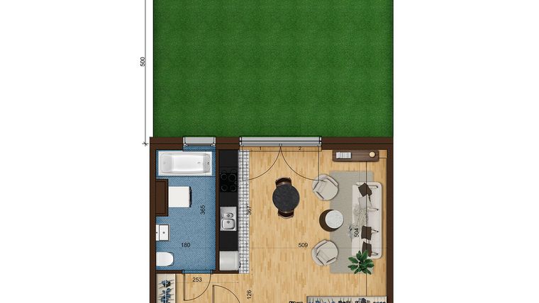Rzut - Mieszkanie na sprzedaż 1 pokój o powierzchni 34,32 m² - numer 4.5 w Nowe Zabrze