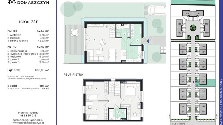 Rzut - Dom na sprzedaż 5 pokoi o powierzchni 103,51 m² - numer 22F w Park Domaszczyn 2 - etap 5
