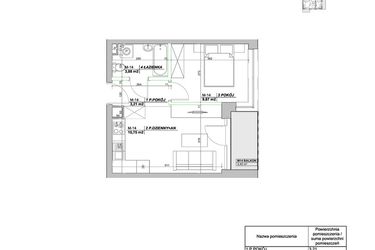 Rzut - Mieszkanie na sprzedaż 2 pokoje o powierzchni 32,71 m² - numer A14 w Laurowy Zakątek