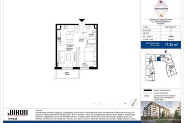 Rzut - Mieszkanie na sprzedaż 2 pokoje o powierzchni 41,25 m² - numer E.B60 w Wieruszowska E