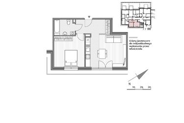 Rzut - Mieszkanie na sprzedaż 2 pokoje o powierzchni 48,13 m² - numer 1.2-1 w Stawowa