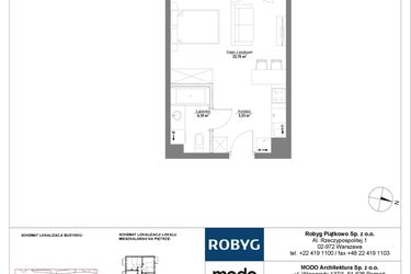 Rzut - Mieszkanie na sprzedaż 1 pokój o powierzchni 31,22 m² - numer 4M13 w Początek Piątkowo bud. F