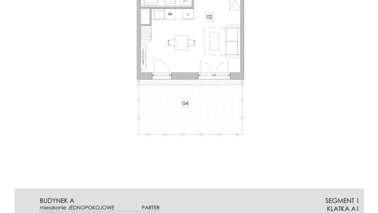 Rzut - Mieszkanie na sprzedaż 1 pokój o powierzchni 29,52 m² - numer A1.0.03 w ATAL Ruczaj