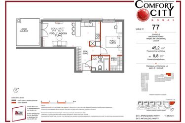 Rzut - Mieszkanie na sprzedaż 2 pokoje o powierzchni 45,2 m² - numer 77 w Comfort City Koral