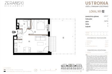 Rzut - Mieszkanie na sprzedaż 2 pokoje o powierzchni 40,95 m² - numer A002 w Ustronna