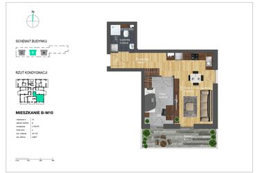 Rzut - Mieszkanie na sprzedaż 2 pokoje o powierzchni 38,17 m² - numer B-M10 w Bunscha Park 4.0