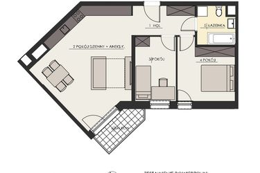 Rzut - Mieszkanie na sprzedaż 3 pokoje o powierzchni 65 m² - numer 81 w Osiedle Platinum III