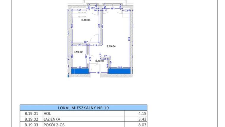 Rzut - Mieszkanie na sprzedaż 2 pokoje o powierzchni 30,07 m² - numer B.19 w Gaja Park