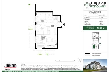 Rzut - Mieszkanie na sprzedaż 3 pokoje o powierzchni 53,77 m² - numer C.A3 w Sielskie Podolany II