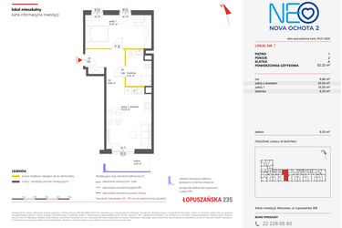 Rzut - Mieszkanie na sprzedaż 3 pokoje o powierzchni 52,41 m² - numer 7 w Neo Nova Ochota 2