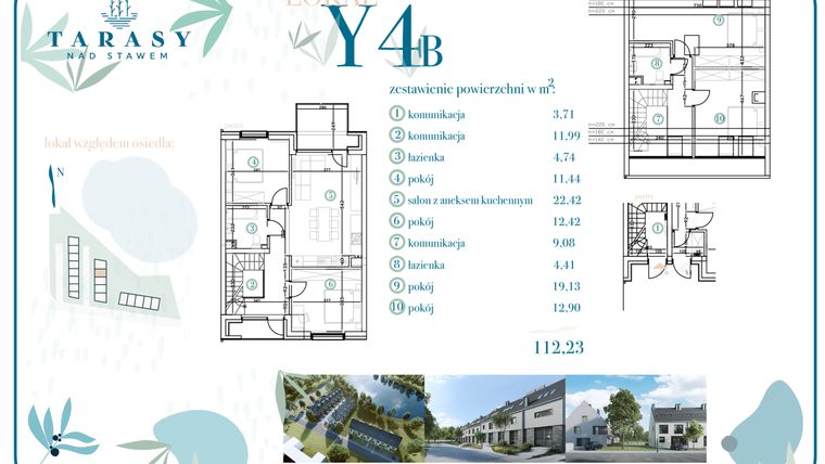 Rzut - Dom na sprzedaż 5 pokoi o powierzchni 112 m² - numer Y4B w Tarasy Nad Stawem