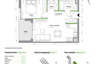 Rzut - Mieszkanie na sprzedaż 2 pokoje o powierzchni 46,82 m² - numer AC0107/4 w M Bemowo
