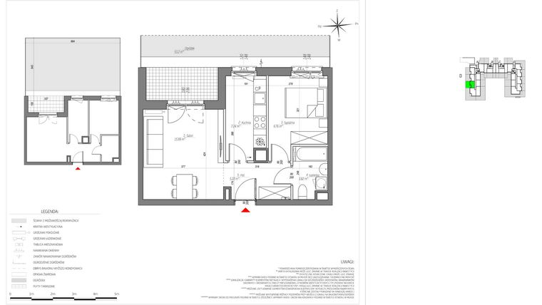 Rzut - Mieszkanie na sprzedaż 2 pokoje o powierzchni 42,03 m² - numer C/006/M w City Vibe