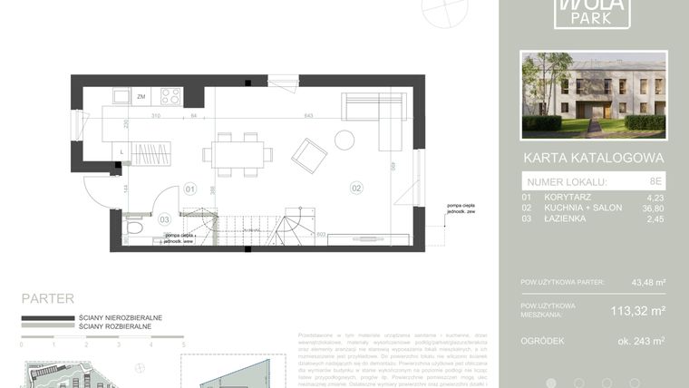 Rzut - Dom na sprzedaż 4 pokoje o powierzchni 113,32 m² - numer 8E w Nova Wola Park II
