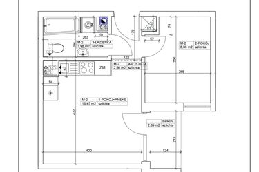 Rzut - Mieszkanie na sprzedaż 2 pokoje o powierzchni 31,85 m² - numer 2 w Bydgoska 19