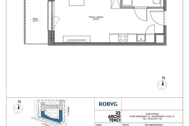Rzut - Mieszkanie na sprzedaż 1 pokój o powierzchni 28,22 m² - numer LH/LHA/D/1/3 w Lira House