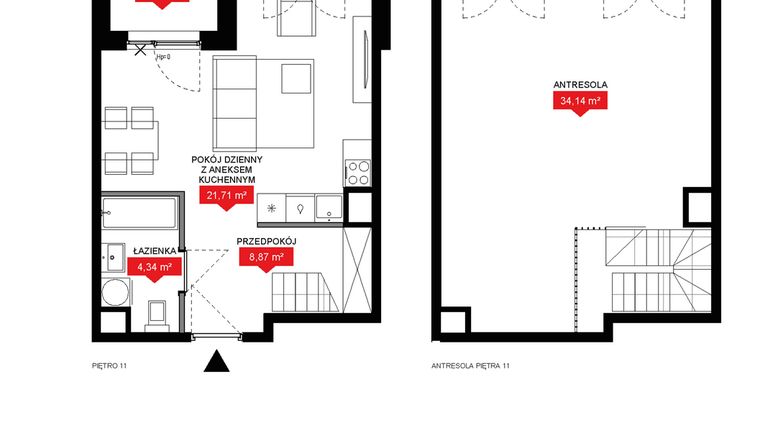 Rzut - Mieszkanie na sprzedaż 1 pokój o powierzchni 68,79 m² - numer A2 366 w 29L
