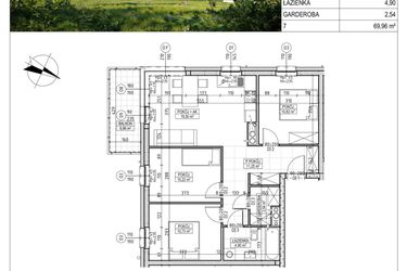 Rzut - Mieszkanie na sprzedaż 4 pokoje o powierzchni 69,96 m² - numer C3.01.39 w Osiedle Panorama Wiślana Etap III - budynek C3