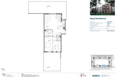 Rzut - Mieszkanie na sprzedaż 3 pokoje o powierzchni 72,56 m² - numer RR/5/H/0/5 w Royal Residence 5