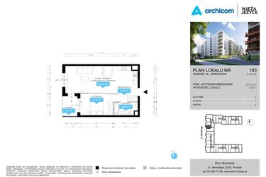 Rzut - Mieszkanie na sprzedaż 2 pokoje o powierzchni 50,32 m² - numer CDEF.183 w Wieża Jeżyce etap II