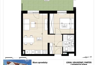 Rzut - Mieszkanie na sprzedaż 2 pokoje o powierzchni 40,41 m² - numer B3/0/14 w Montano bud. B3 - apartamenty inwestycyjne