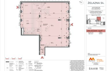 Rzut - Lokal użytkowy na sprzedaż 1 pokój o powierzchni 184,16 m² - numer U.00.02 w Żelazna 54
