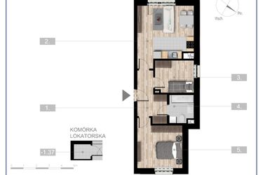 Rzut - Mieszkanie na sprzedaż 3 pokoje o powierzchni 52,8 m² - numer 39 w Szczytno Dąbrowskiego - etap 3