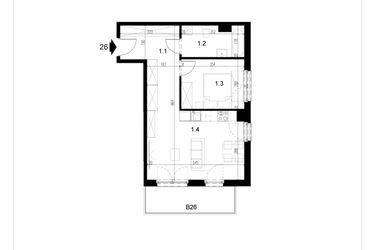 Rzut - Mieszkanie na sprzedaż 2 pokoje o powierzchni 47,95 m² - numer LM26 w Kameralna Koszykarska