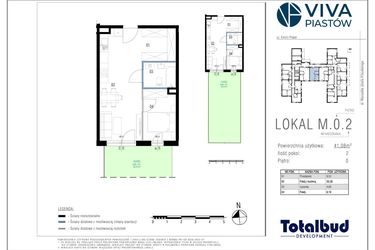 Rzut - Mieszkanie na sprzedaż 2 pokoje o powierzchni 41,08 m² - numer M.0.2 w Viva Piastów