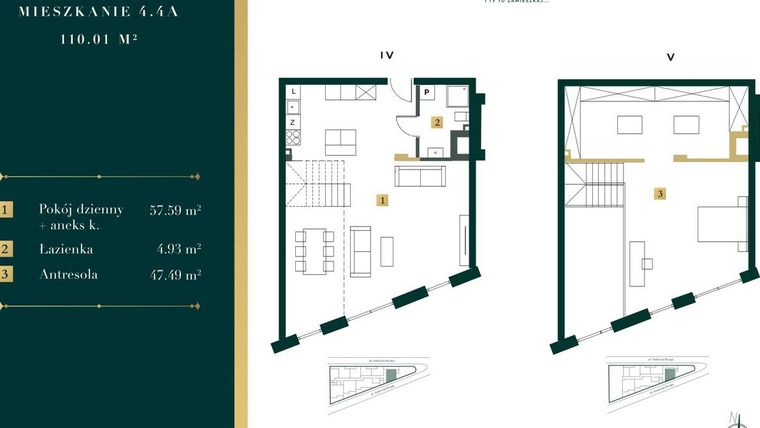 Rzut - Mieszkanie na sprzedaż 2 pokoje o powierzchni 102,15 m² - numer 4.4A w New Iron
