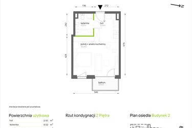 Rzut - Mieszkanie na sprzedaż 1 pokój o powierzchni 32,03 m² - numer 2.2.34 w Aroniowa Vita