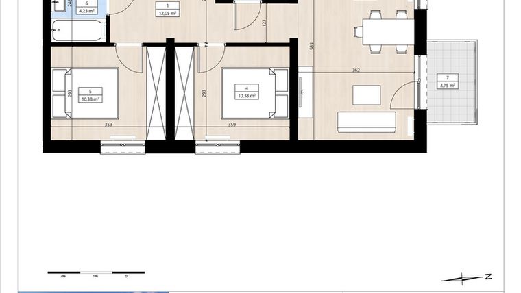 Rzut - Mieszkanie na sprzedaż 3 pokoje o powierzchni 60,33 m² - numer B4/3/38 w Montano bud. B4