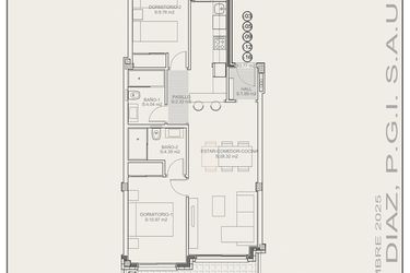 Rzut - Mieszkanie na sprzedaż 2 pokoje o powierzchni 63,77 m² - numer G1.3 w Residencial La Isla III