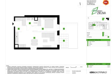 Rzut - Mieszkanie na sprzedaż 2 pokoje o powierzchni 42,75 m² - numer A5 w Osiedle Zielna IV faza 2