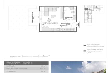 Rzut - Mieszkanie na sprzedaż 1 pokój o powierzchni 31,27 m² - numer M6 w Modern House II