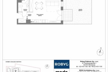 Rzut - Mieszkanie na sprzedaż 1 pokój o powierzchni 29,7 m² - numer 0M06 w Początek Piątkowo bud. I
