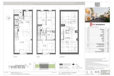 Rzut - Dom na sprzedaż 4 pokoje o powierzchni 86,95 m² - numer A.6 w Nova Wola Park