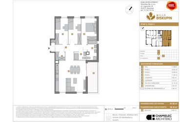 Rzut - Mieszkanie na sprzedaż 4 pokoje o powierzchni 87,9 m² - numer X/7 w Wille Biskupin Etap 2.2