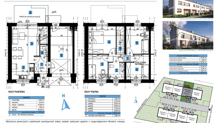 Rzut - Dom na sprzedaż 5 pokoi o powierzchni 101,82 m² - numer 1B w Domy w Bielanach Wrocławskich