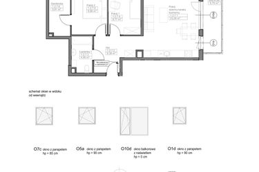 Rzut - Mieszkanie na sprzedaż 3 pokoje o powierzchni 61,88 m² - numer D.1.2.7 w Optima VII
