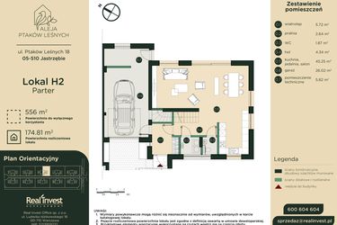 Rzut - Dom na sprzedaż 5 pokoi o powierzchni 175,47 m² - numer H2 w Aleja Ptaków Leśnych