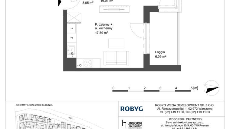 Rzut - Mieszkanie na sprzedaż 1 pokój o powierzchni 42,3 m² - numer 1M09 w Elektrovnia Garbary