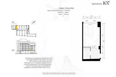 Rzut - Mieszkanie na sprzedaż 1 pokój o powierzchni 31,9 m² - numer G1/7 – 107 w Krupnicza 6/8